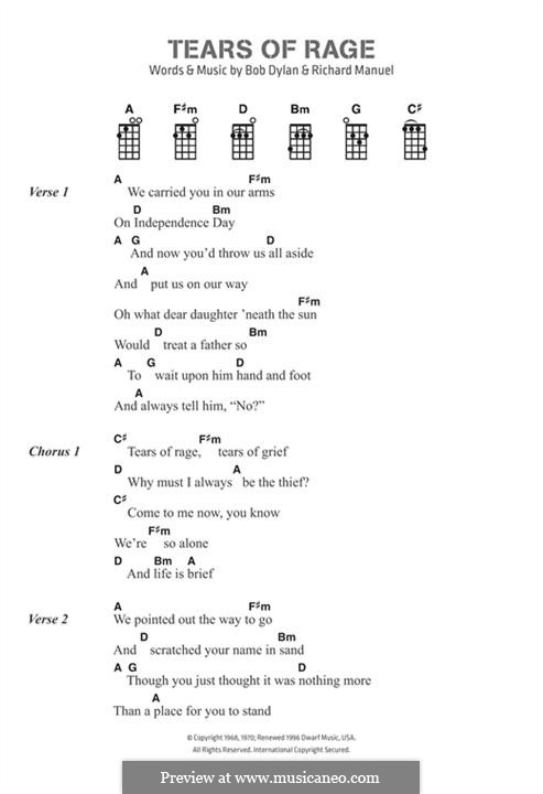 Tears of Rage: For ukulele by Bob Dylan, Richard Manuel