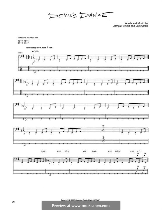 Devil's Dance (Metallica): For bass guitar with tab by James Hetfield, Lars Ulrich