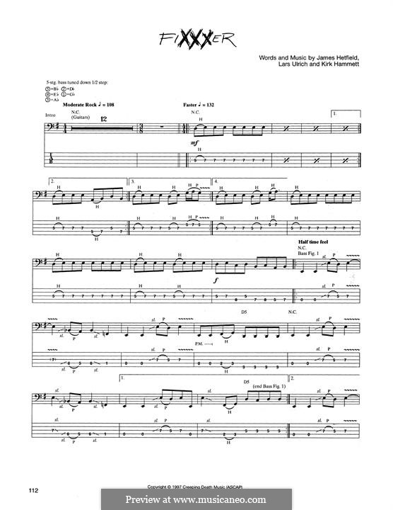 Fixxxer (Metallica): For bass guitar with tab by James Hetfield, Kirk Hammett, Lars Ulrich