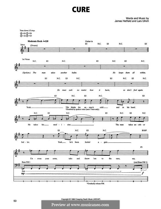 Cure (Metallica): For bass guitar with tab by James Hetfield, Lars Ulrich