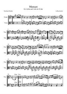 Minuet (Instrumental version): For violin and viola by Luigi Boccherini