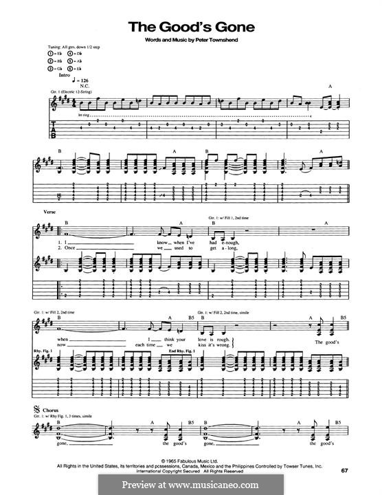 The Good's Gone (The Who): For guitar with tab by Peter Townshend