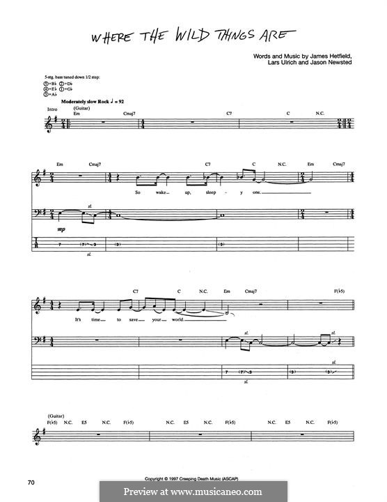 Where the Wild Things Are (Metallica): For bass guitar with tab by James Hetfield, Jason Newsted, Lars Ulrich