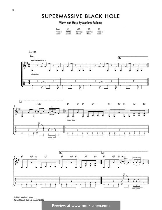 Supermassive Black Hole (Muse): For guitar with tab by Matthew Bellamy
