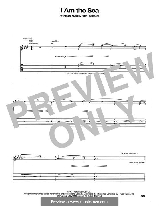 I am the Sea (The Who): For guitar with tab by Peter Townshend