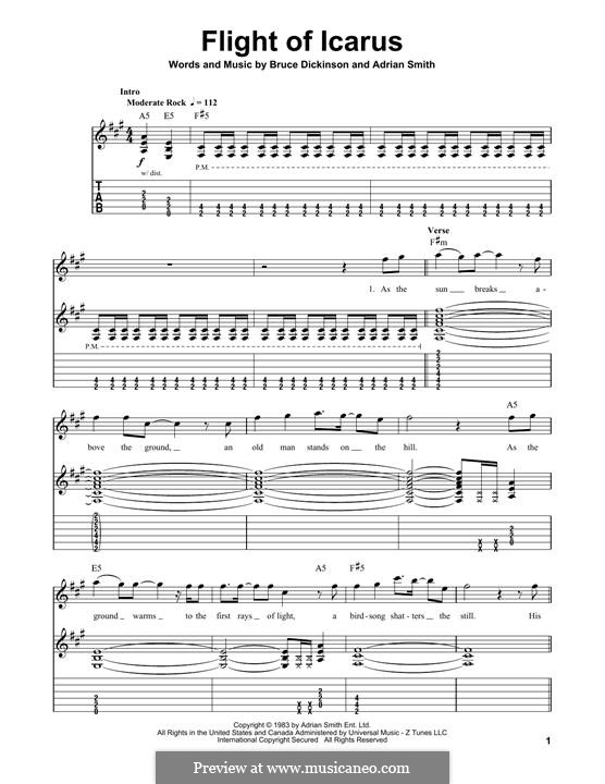 Flight of Icarus (Iron Maiden): For guitar with tab by Adrian Smith, Bruce Dickinson