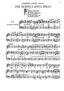 Pur dicesti, o bocca bella: For voice and piano by Antonio Lotti