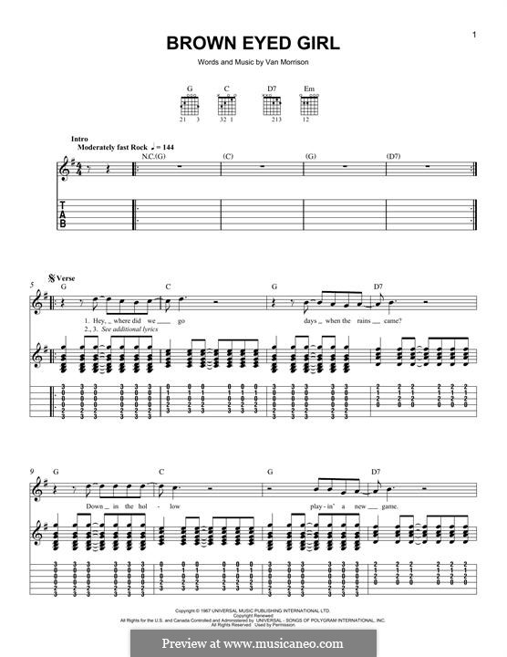 Instrumental version: For guitar with tab by Van Morrison