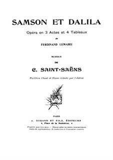 Samson and Dalila, Op.47: Piano-vocal score by Camille Saint-Saëns