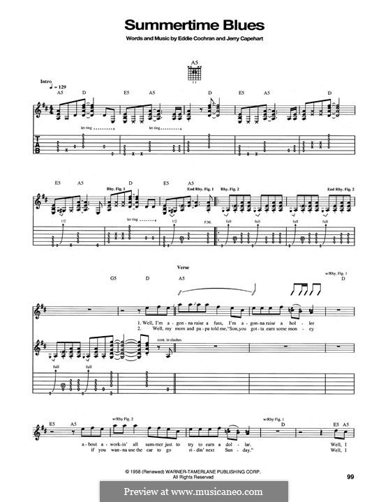Summertime Blues: For guitar with tab by Jerry Capehart