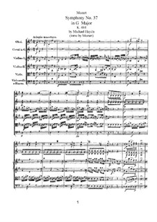 Symphony No.37 in G Major, K.444: Full score by Wolfgang Amadeus Mozart