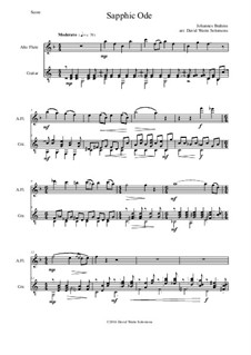 Five Songs, Op.94: No.4 Sapphic Ode, for alto flute and guitar by Johannes Brahms