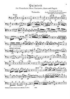 Quintet for Winds and Piano in E Flat Major, K.452: Arrangement for strings – cello part by Wolfgang Amadeus Mozart