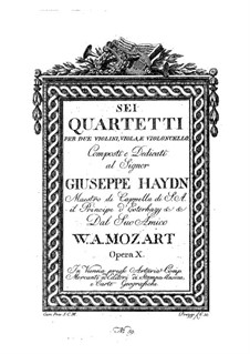 String Quartet No.17 in B Flat Major 'Hunt' , K.458: Violin I part by Wolfgang Amadeus Mozart