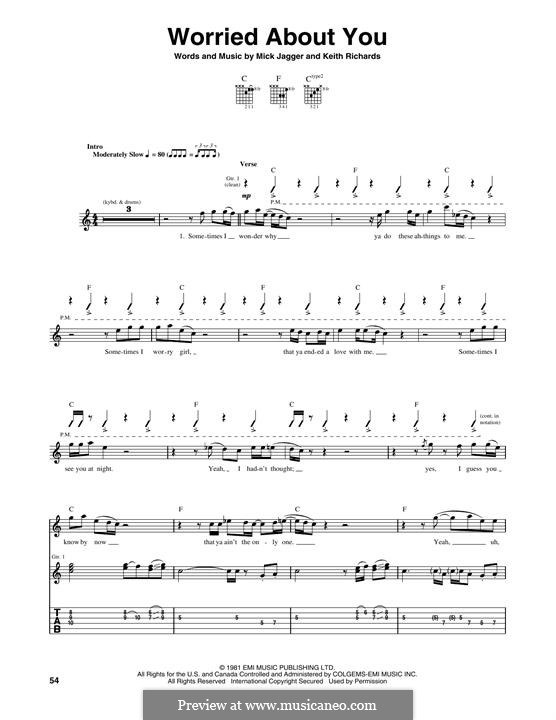 Worried About You (The Rolling Stones): For guitar with tab by Keith Richards, Mick Jagger