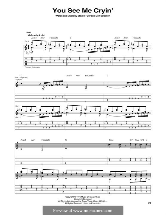 You See Me Cryin' (Aerosmith): For guitar with tab by Steven Tyler, Don Solomon