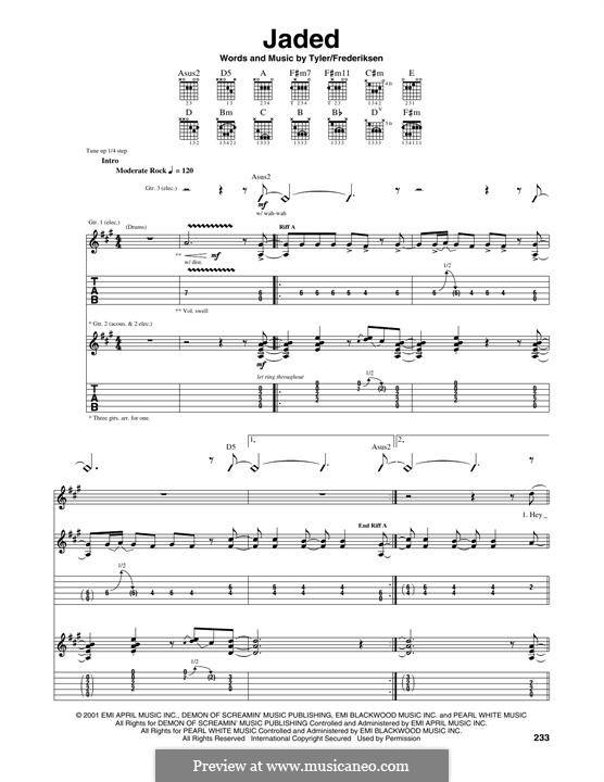 Jaded (Aerosmith): For guitar with tab by Martin Frederiksen, Steven Tyler