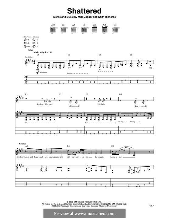 Shattered (The Rolling Stones): For guitar with tab by Keith Richards, Mick Jagger