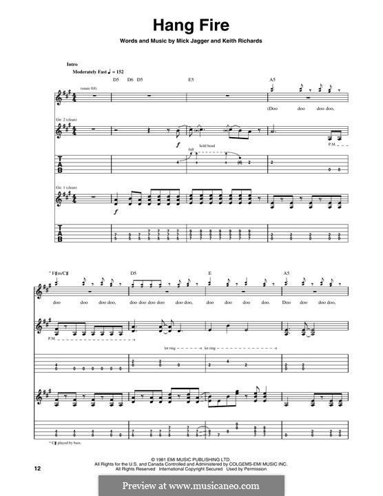 Hang Fire (The Rolling Stones): For guitar with tab by Keith Richards, Mick Jagger