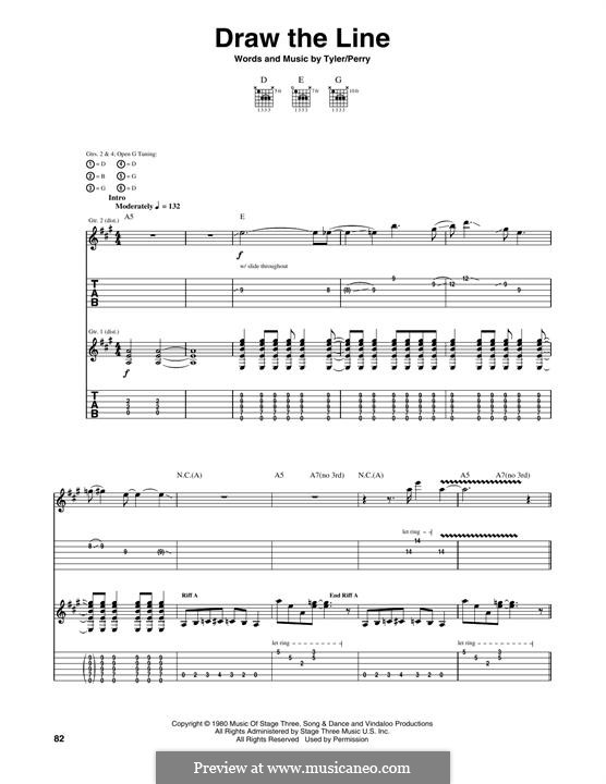 Draw the Line (Aerosmith): For guitar with tab by Joe Perry, Steven Tyler