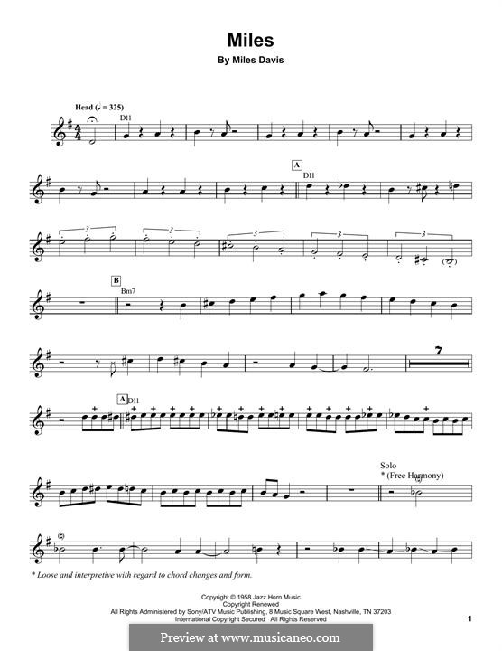 Miles by M. Davis - sheet music on MusicaNeo