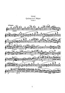 String Quintet No.3 in C Major, K.515: Violin I part by Wolfgang Amadeus Mozart