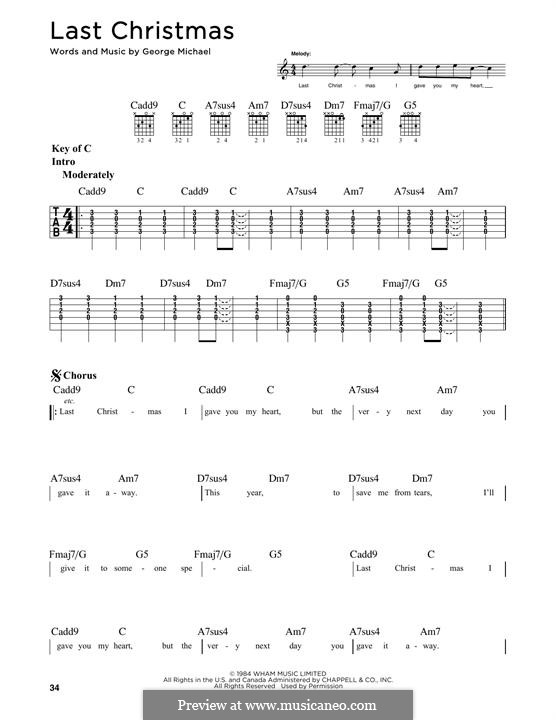 Last Christmas (Wham!): For guitar with tab by George Michael