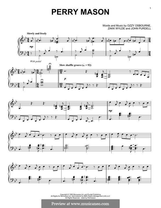 Perry Mason (Ozzy Osbourne): For piano by John Purdell, Zakk Wylde