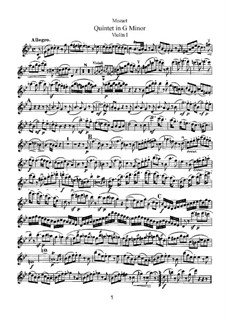 String Quintet No.4 in G Minor, K.516: Violin I part by Wolfgang Amadeus Mozart