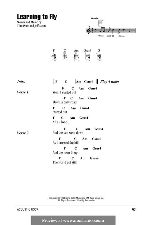 Learning to Fly (Tom Petty And The Heartbreakers): For ukulele by Jeff Lynne