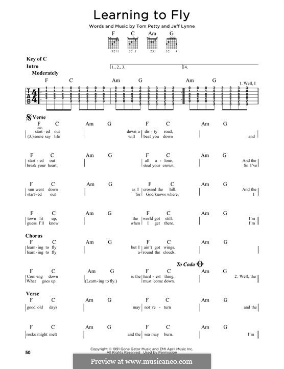 Learning to Fly (Tom Petty And The Heartbreakers): For guitar with tab by Jeff Lynne