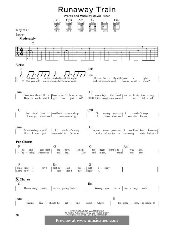 Runaway Train (Soul Asylum): For guitar with tab by David Pirner