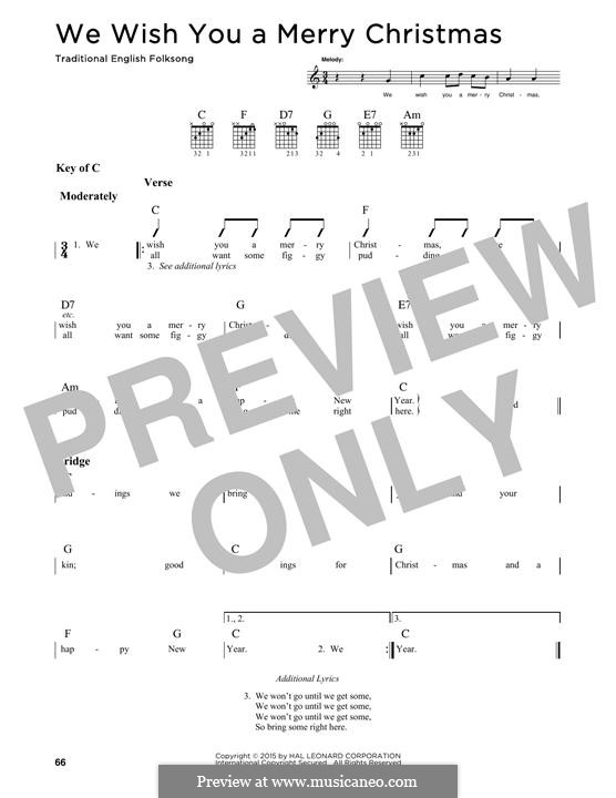 We Wish You a Merry Christmas (Printable Scores): For guitar with tab by folklore