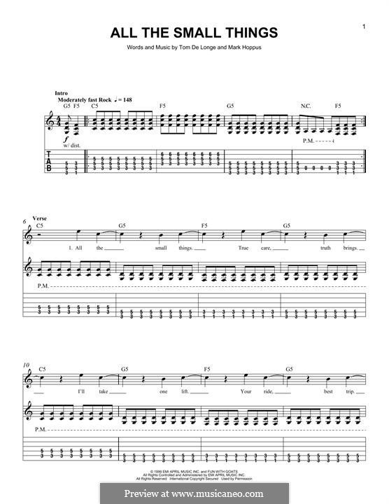 All the Small Things (Blink-182): For guitar with tab by Mark Hoppus, Tom DeLonge