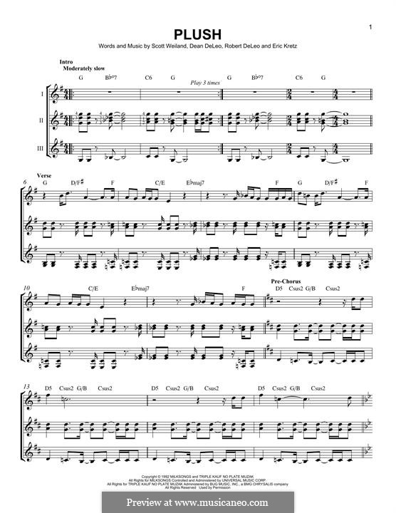 Plush (Stone Temple Pilots): For any instrument by Dean DeLeo, Eric Kretz, Robert DeLeo, Scott Weiland