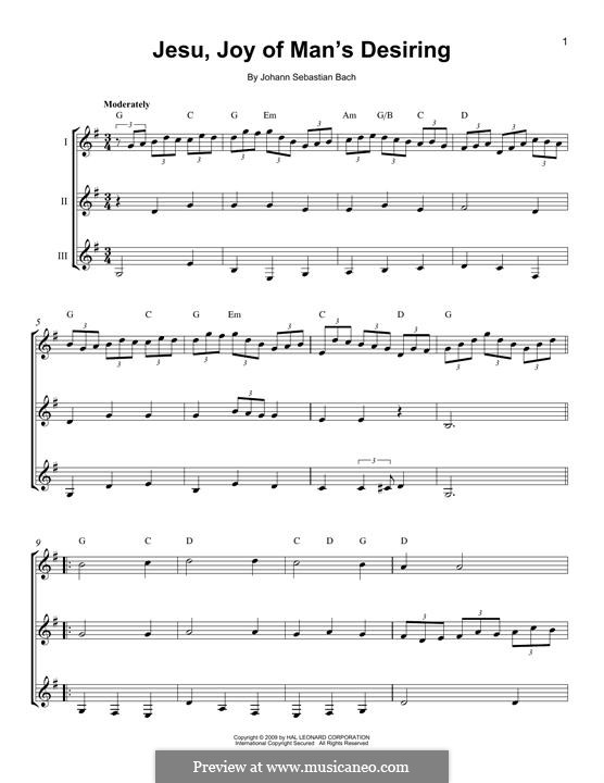 Jesu, Joy of Man's Desiring (Printable Scores): For any instrument by Johann Sebastian Bach