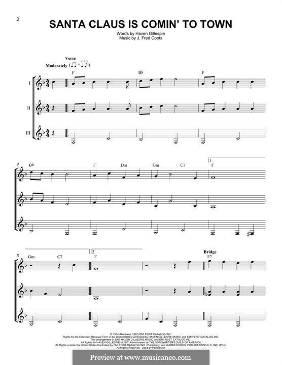 Santa Claus is Comin' to Town: For any instrument by J. Fred Coots