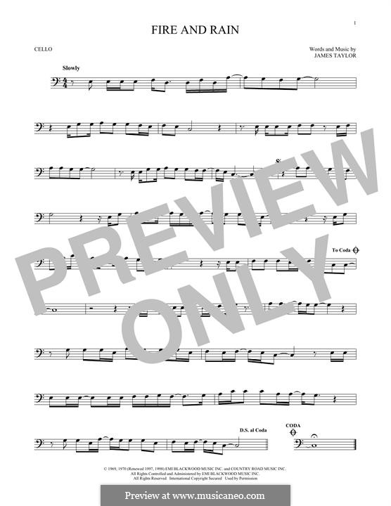 Fire and Rain: For cello by James Taylor