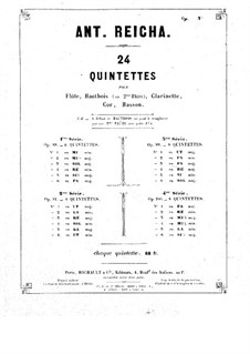 Woodwind Quintet in F Minor, Op.99 No.2: Parts by Anton Reicha