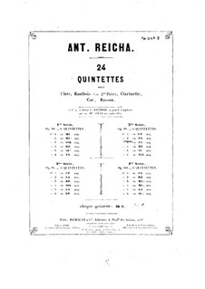 Woodwind Quintet in F Minor, Op.99 No.2: Oboe part by Anton Reicha