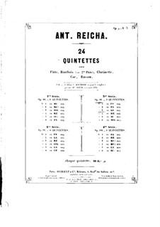 Woodwind Quintet in A Major, Op.99 No.3: Flute part by Anton Reicha