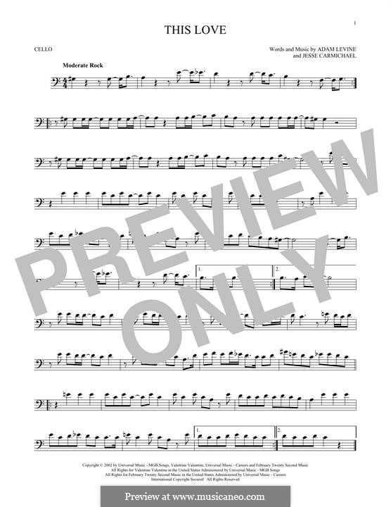 This Love (Maroon 5): For cello by Adam Levine, Jesse Carmichael