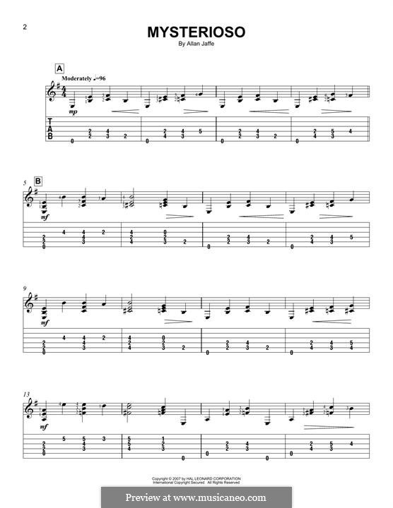 Mysterioso: For guitar with tab by Allan Jaffe