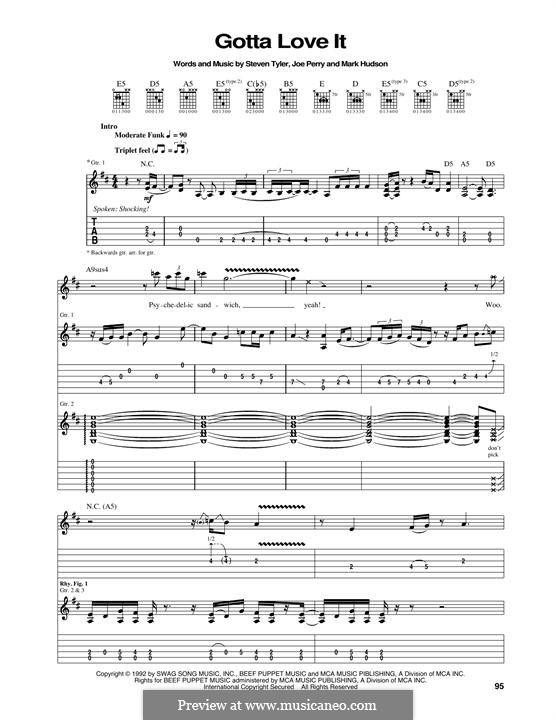 Gotta Love It (Aerosmith): For guitar with tab by Joe Perry, Mark Jeffrey Hudson, Steven Tyler