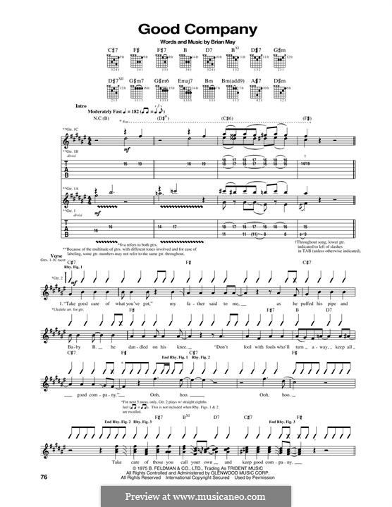 Good Company (Queen): For guitar with tab by Brian May