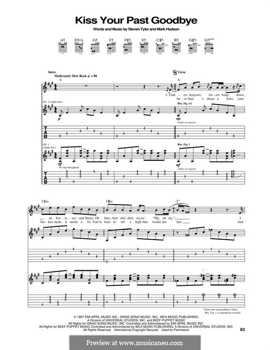 Kiss Your Past Goodbye (Aerosmith): For guitar with tab by Mark Jeffrey Hudson, Steven Tyler