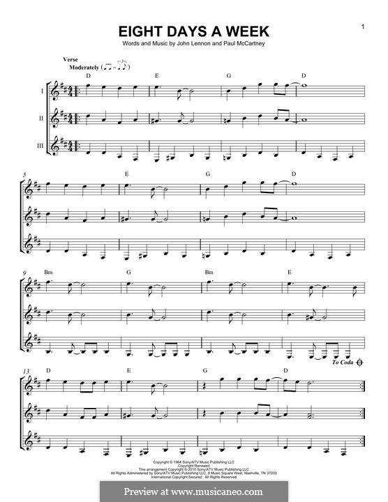Eight Days a Week (The Beatles): For any instrument by John Lennon, Paul McCartney