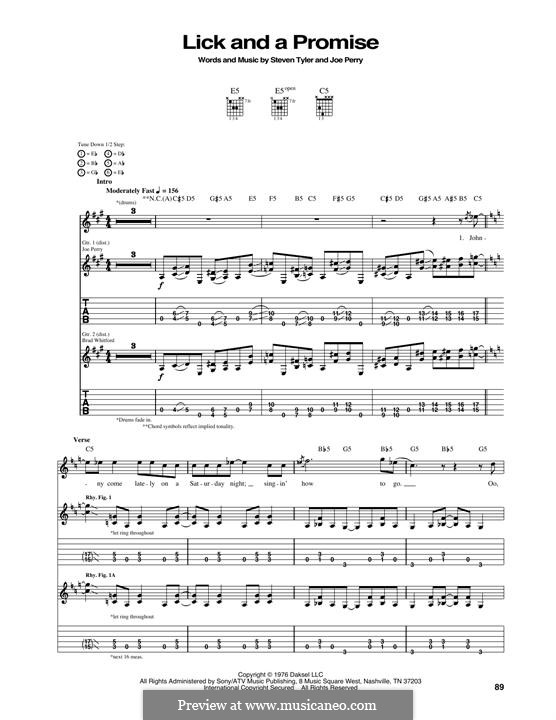 Lick and a Promise (Aerosmith): For guitar with tab by Joe Perry, Steven Tyler