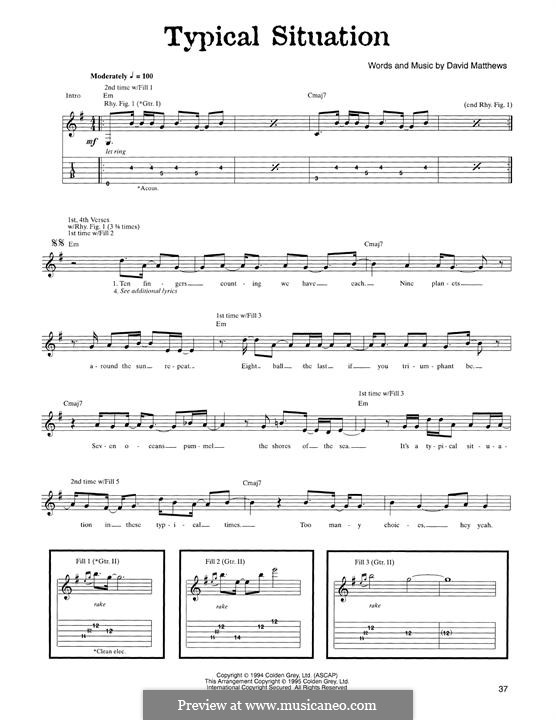 Typical Situation: For guitar with tab by David J. Matthews