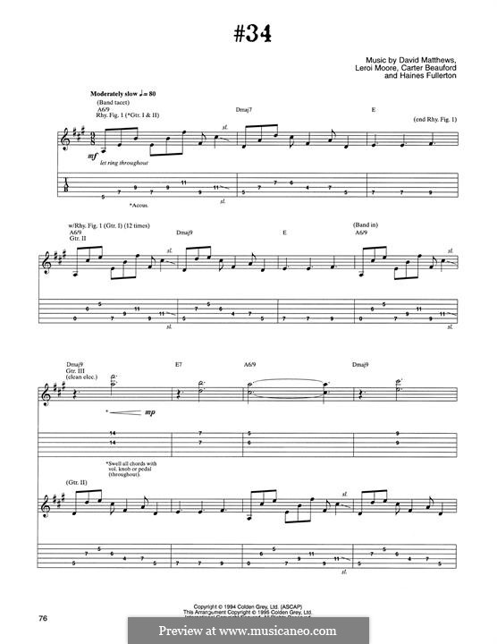 #34 (Dave Matthews Band): For guitar with tab by David J. Matthews